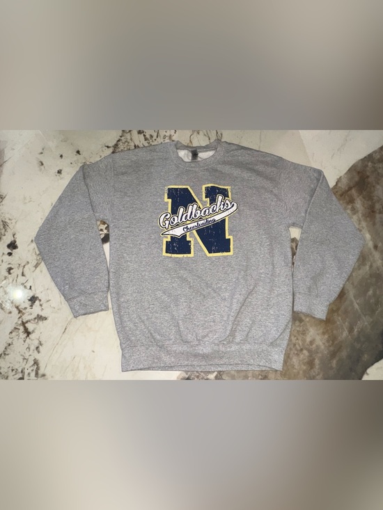Gildan Other - Gildan Gray Crewneck Sweatshirt with Navy & Yellow 'N' Graphic